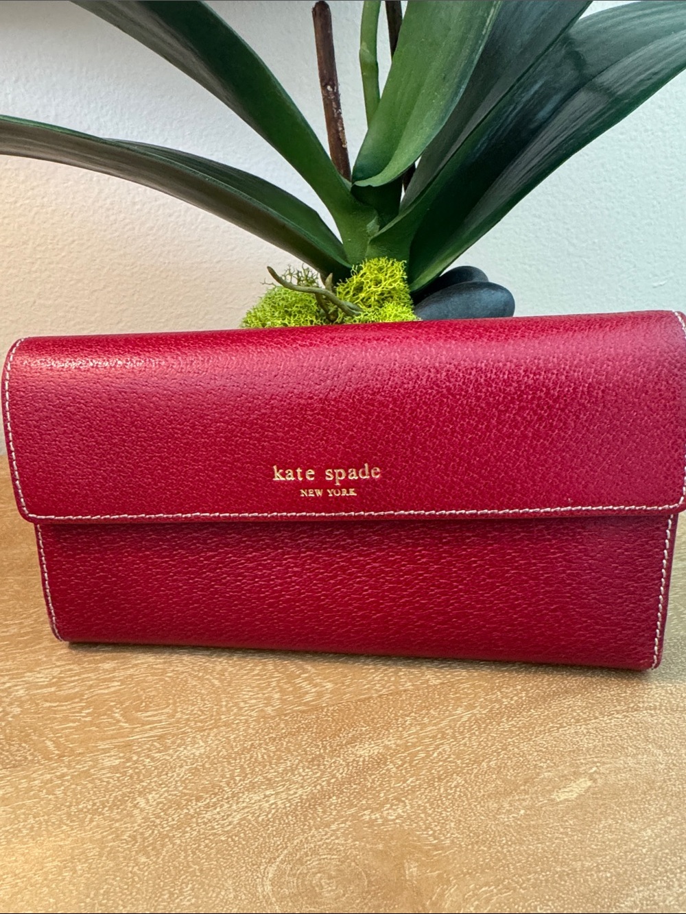 Vintage Kate Spade Red Leather/ Wallet French Clutch